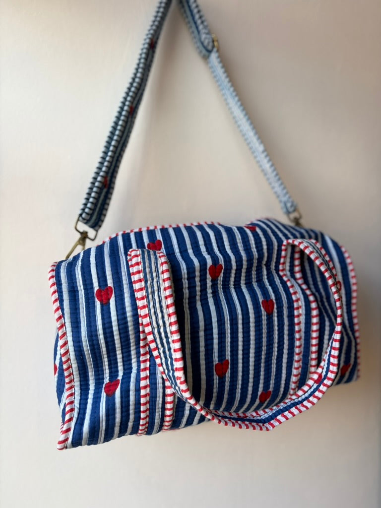 Mini Duffle Bag Blue Hearts