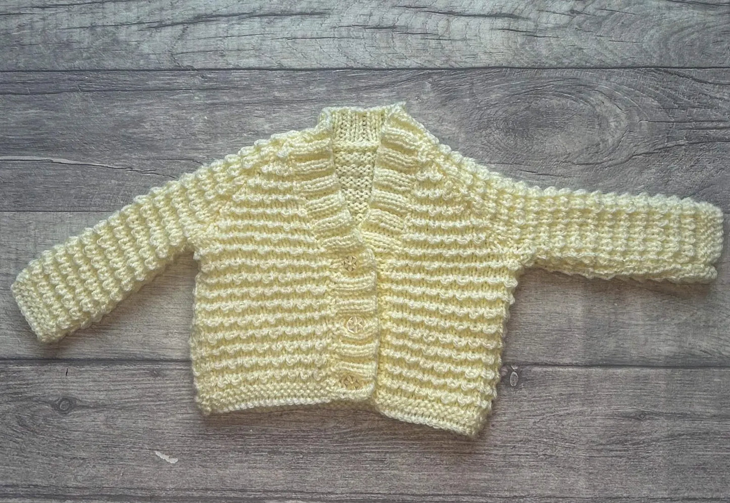 Baby Cardigan – Yellow – Size Premmie/Small Newborn – Ready for Embroidery