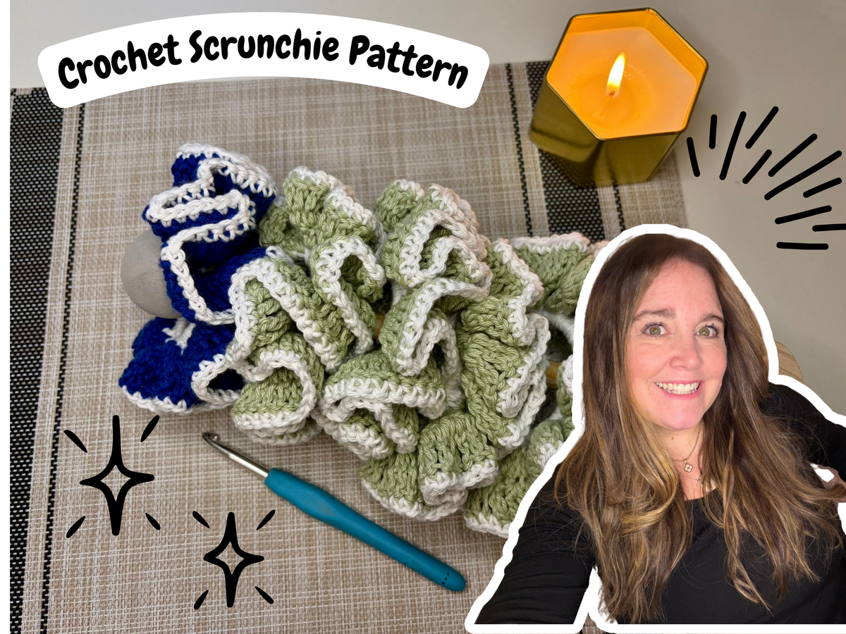 Crochet Scrunchie Pattern PDF | Easy Beginner Ruffle Hair Scrunchie Pattern (UK & US Terms)