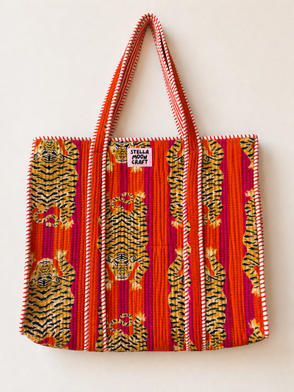Orange & Hot Pink Tiger Tote