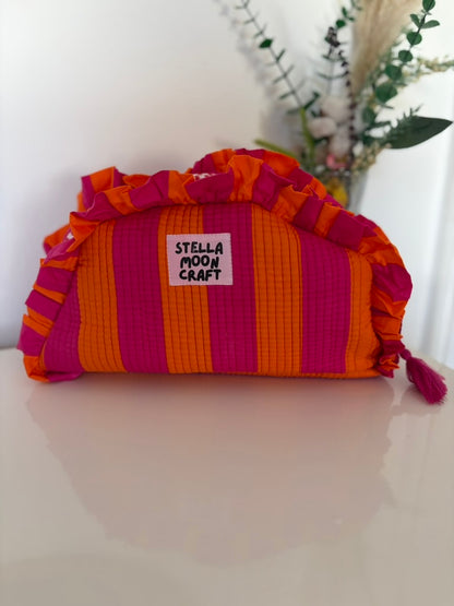 Orange & Pink Ruffle Wash Bag
