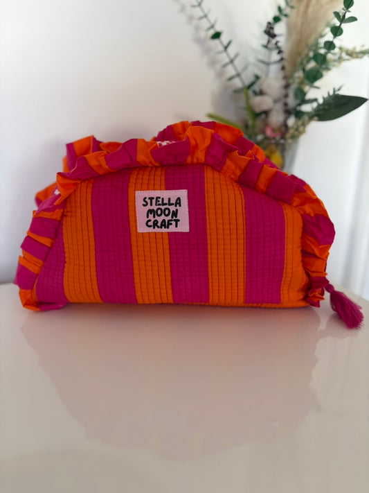 Orange & Pink Ruffle Wash Bag
