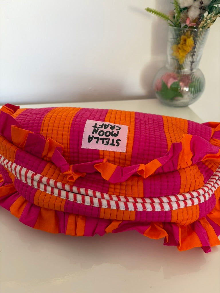 Orange & Pink Ruffle Wash Bag