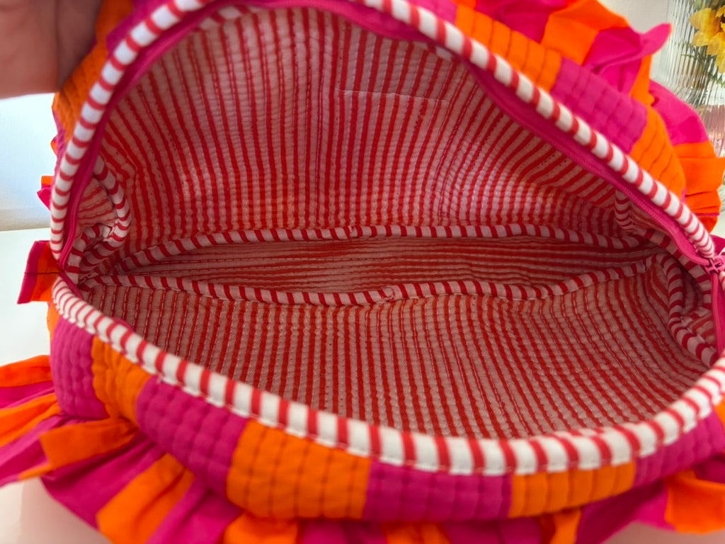 Orange & Pink Ruffle Wash Bag