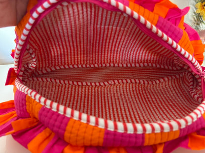 Orange & Pink Ruffle Wash Bag