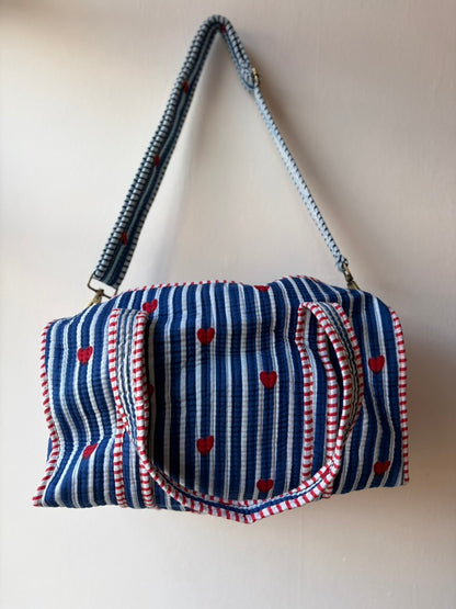 Mini Duffle Bag Blue Hearts