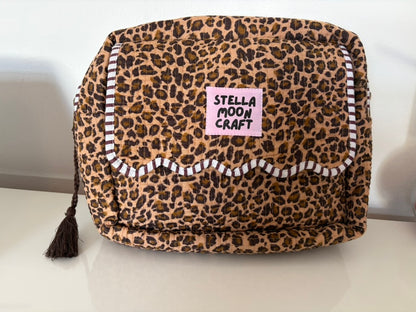 Scalloped Leopard Wash Bag