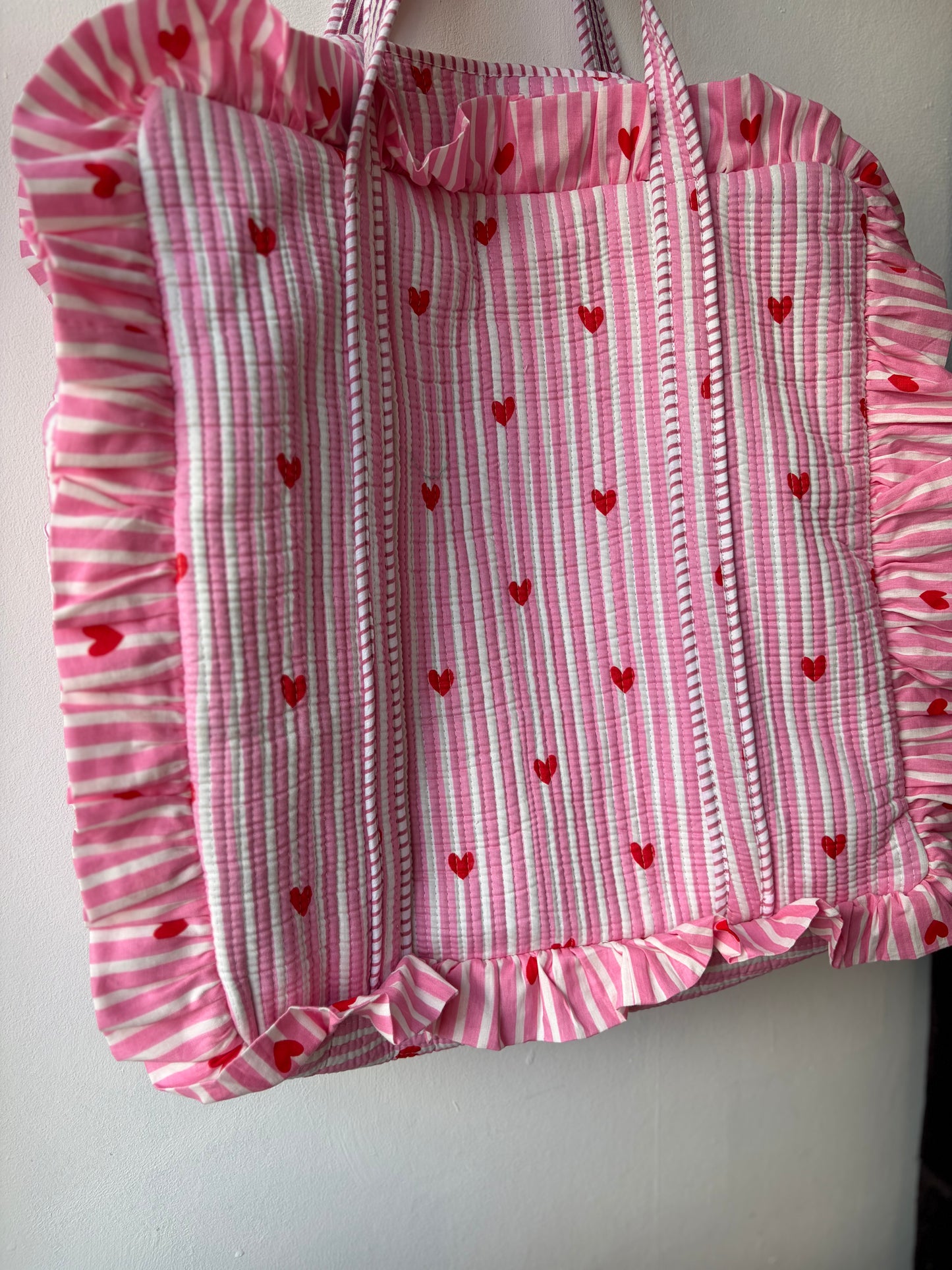 Pink Hearts Frill Tote