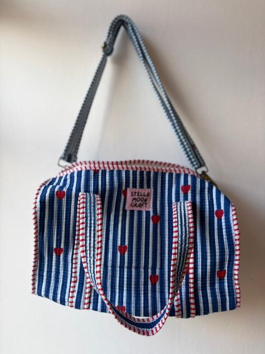 Mini Duffle Bag Blue Hearts