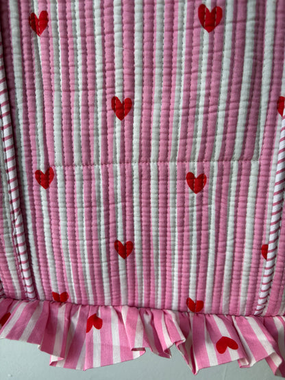 Pink Hearts Frill Tote