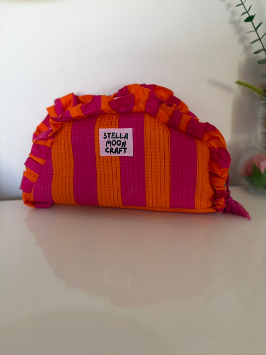 Orange & Pink Ruffle Wash Bag