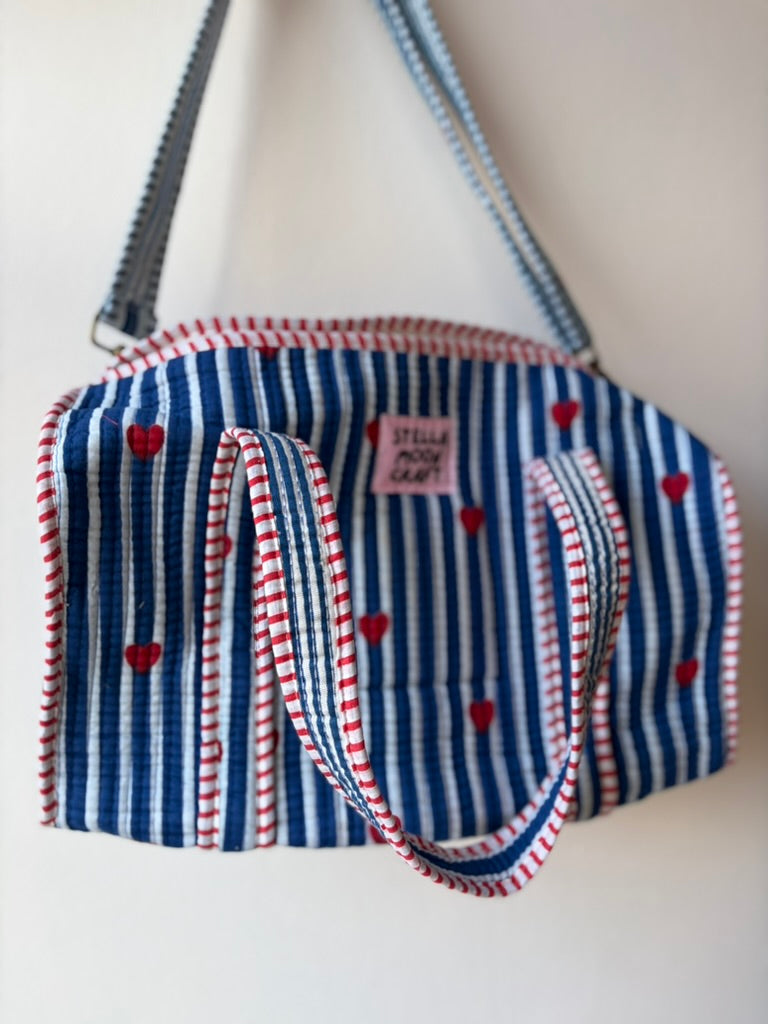 Mini Duffle Bag Blue Hearts