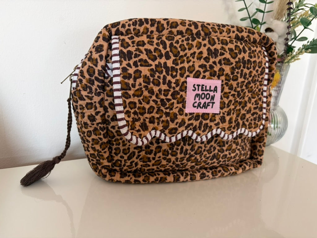 Scalloped Leopard Wash Bag