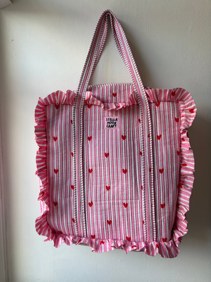 Pink Hearts Frill Tote