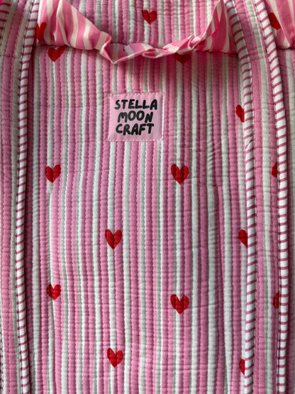 Pink Hearts Frill Tote