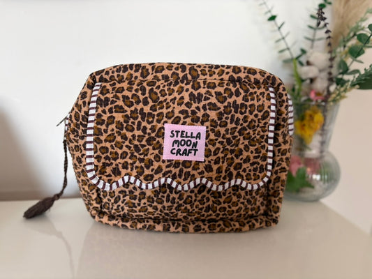 Scalloped Leopard Wash Bag