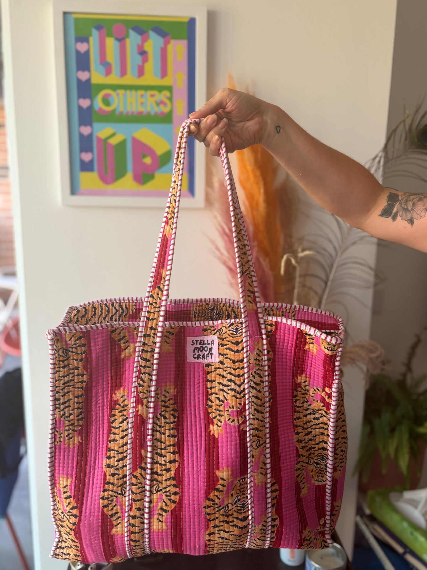 Hot Pink & Red Tiger Tote