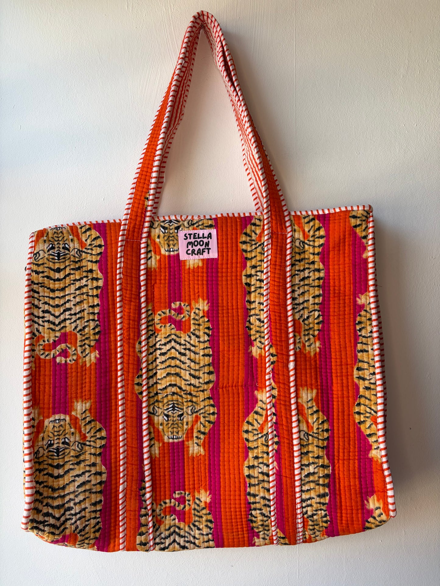 Orange & Hot Pink Tiger Tote