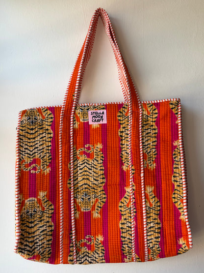 Orange & Hot Pink Tiger Tote