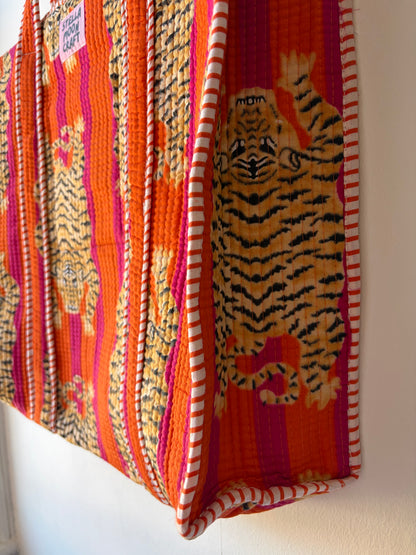 Orange & Hot Pink Tiger Tote