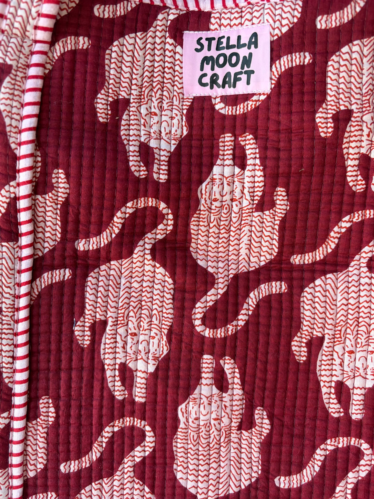 Burgundy & Cream Cat Tote