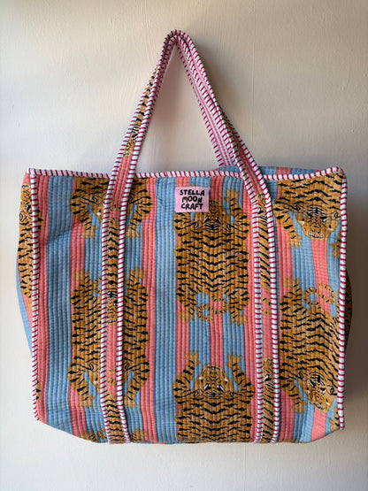 Baby Blue & Pink Tiger Tote