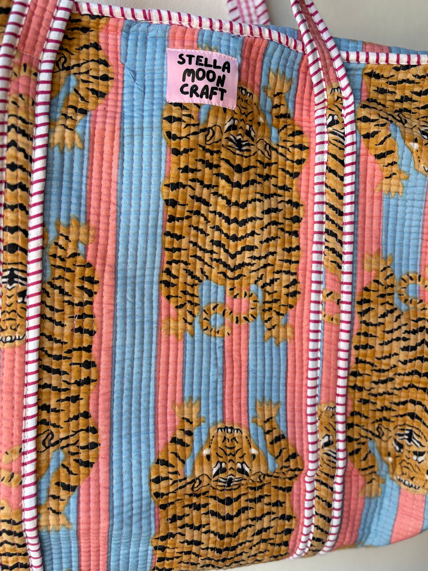 Baby Blue & Pink Tiger Tote