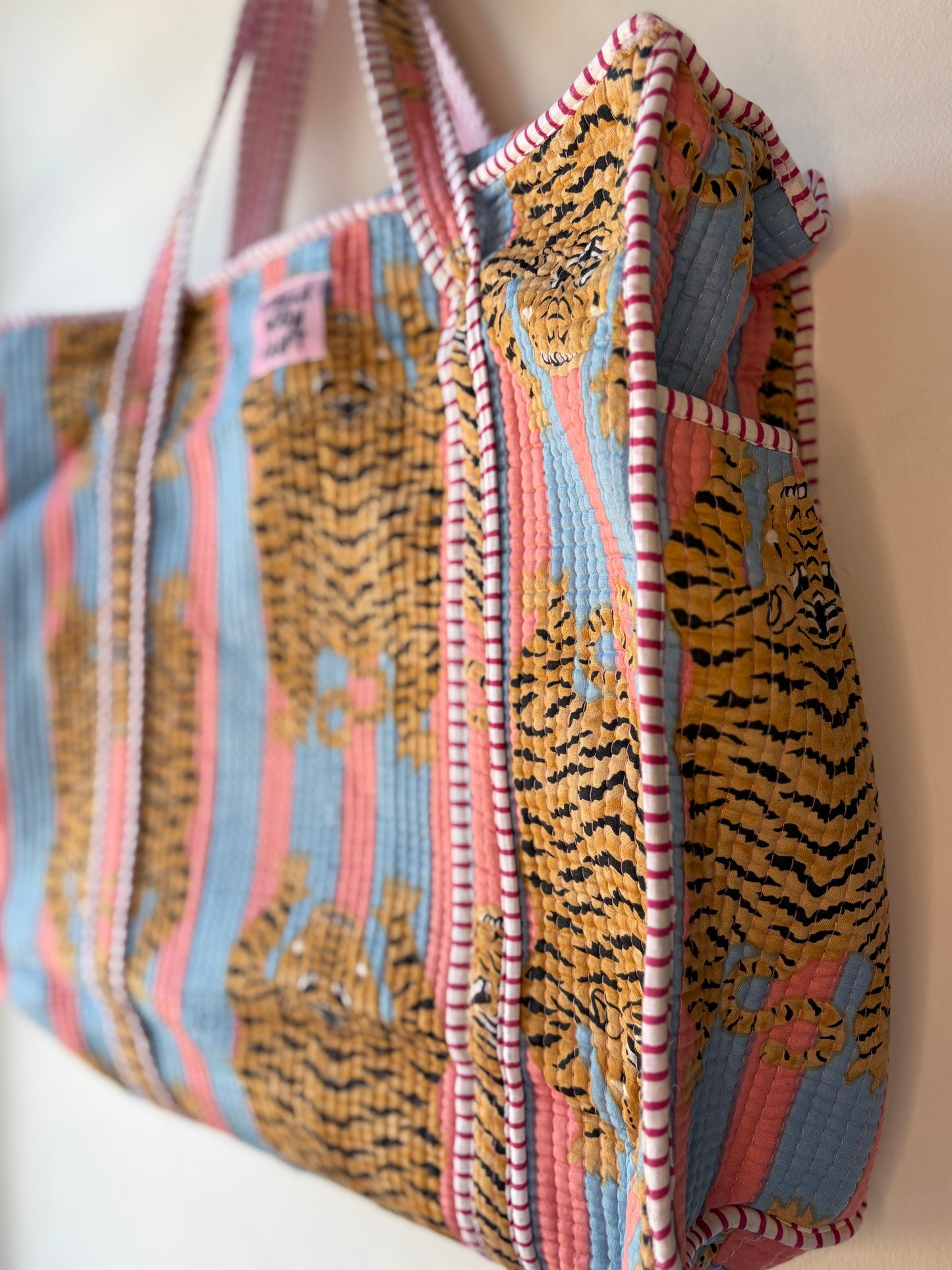 Baby Blue & Pink Tiger Tote