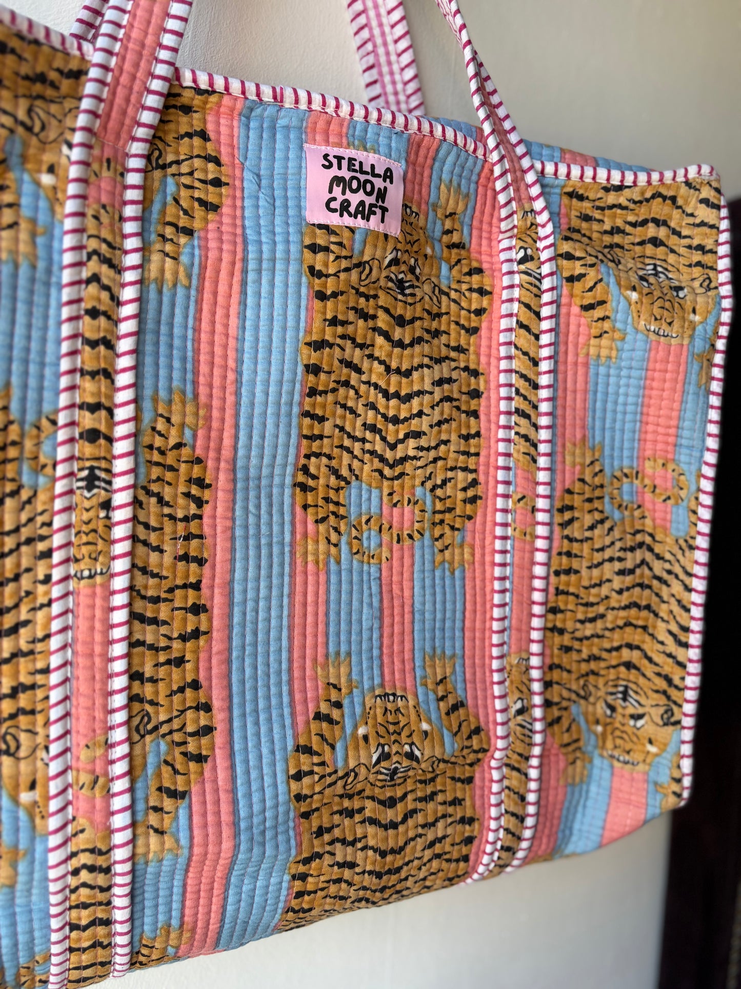 Baby Blue & Pink Tiger Tote