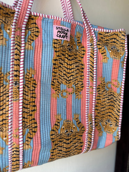 Baby Blue & Pink Tiger Tote