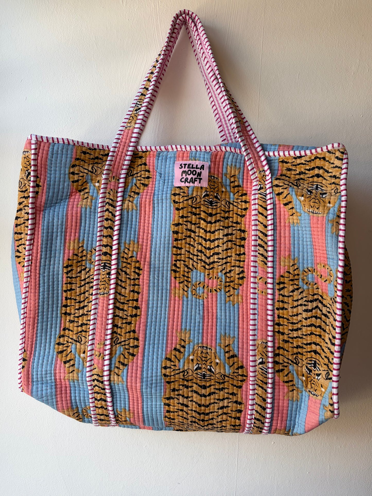 Baby Blue & Pink Tiger Tote