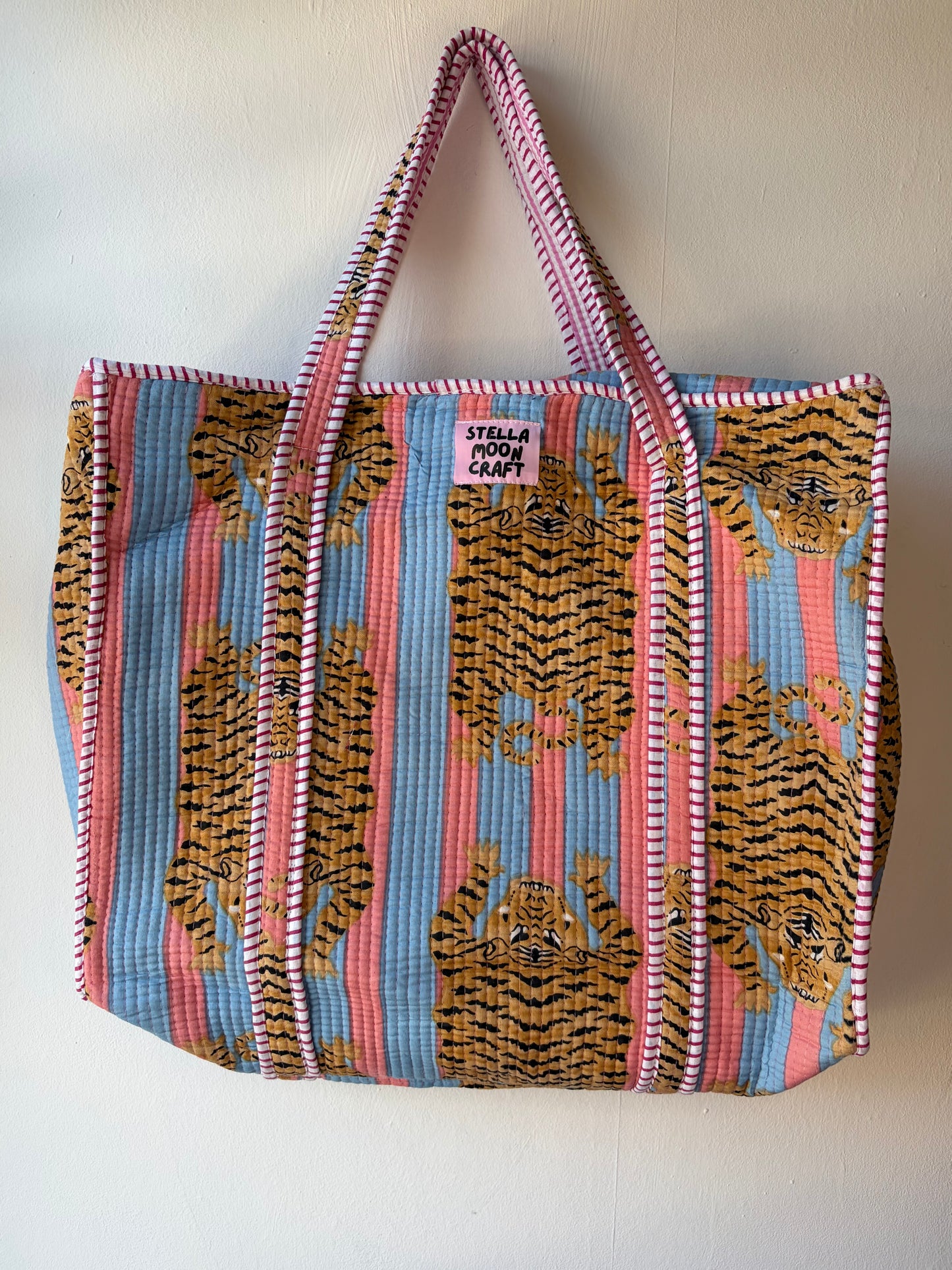 Baby Blue & Pink Tiger Tote
