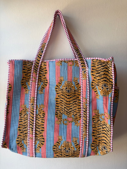Baby Blue & Pink Tiger Tote