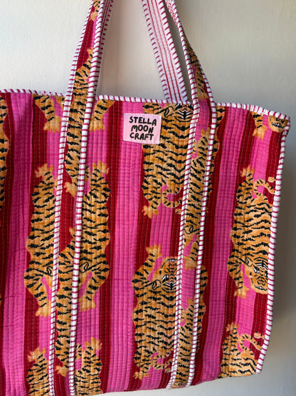 Hot Pink & Red Tiger Tote