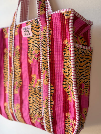 Hot Pink & Red Tiger Tote