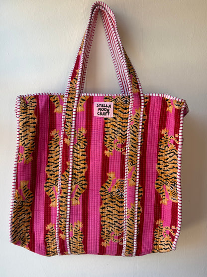 Hot Pink & Red Tiger Tote