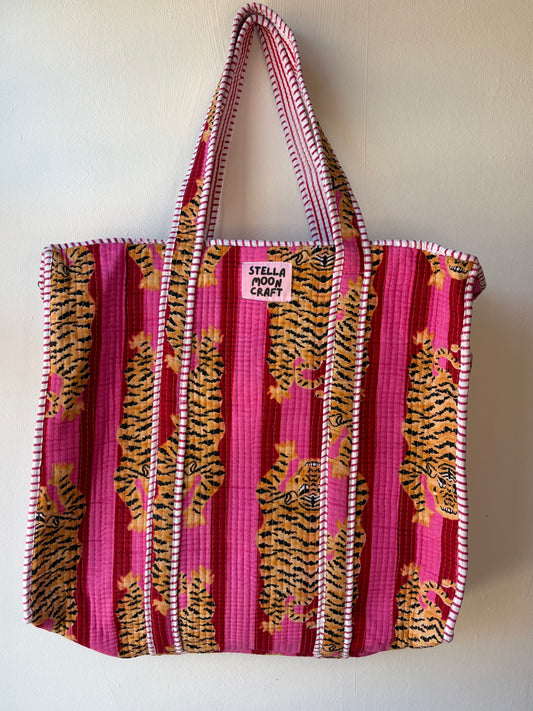 Hot Pink & Red Tiger Tote