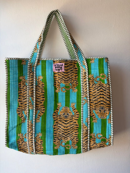 Turquoise & Green Tiger Tote