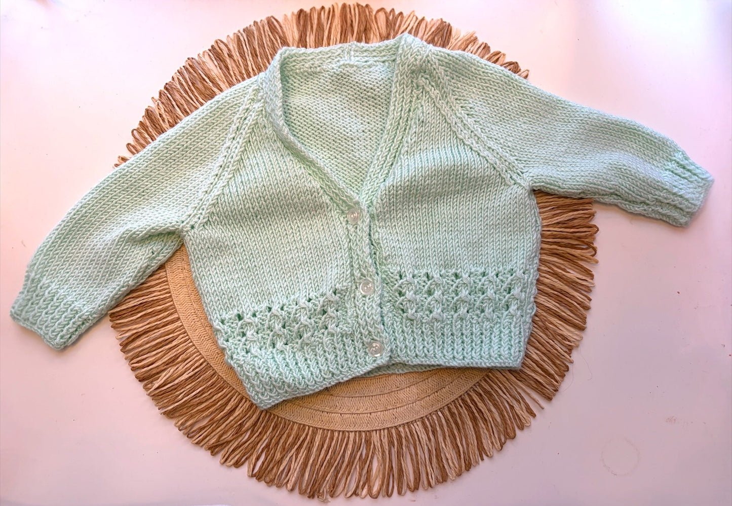 Baby Cardigan - Mint -Size - Newborn -Ready for Embroidery