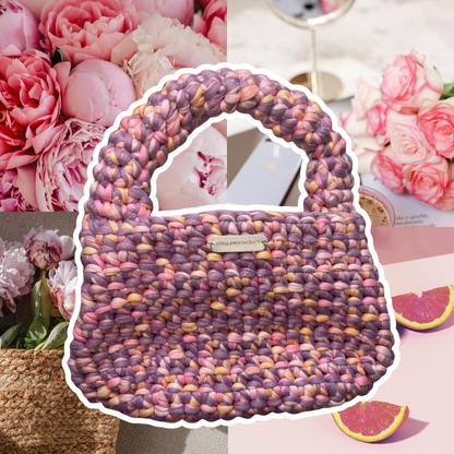 Handmade Crochet Handbag | Lilac & Pink Chunky Tote Bag | Crochet Purse | Summer Shoulder Bag | Cottagecore Gift | Small Statement Bag