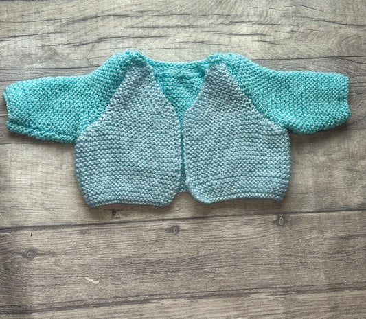 Baby Cardigan – Blue TwoTone– Size Premmie/Small Newborn – Ready for Embroidery