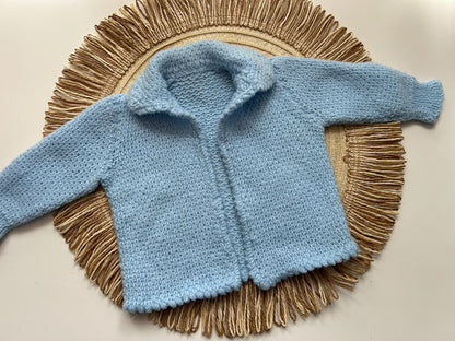 Baby Cardigan - Blue -Size - Newborn -Ready for Embroidery