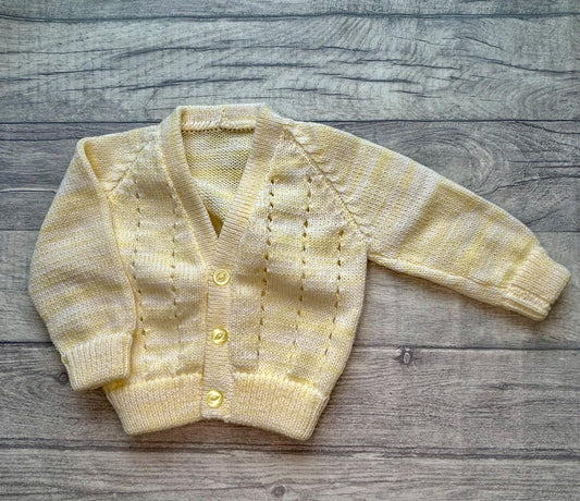 Baby Cardigan - Yellow -Size - Newborn -Ready for Embroidery