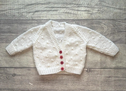 Baby Cardigan -White -Size - Newborn -Ready for Embroidery