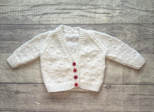Baby Cardigan -White -Size - Newborn -Ready for Embroidery