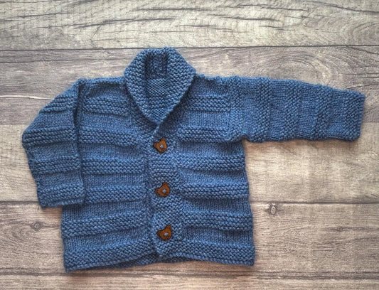 Baby Cardigan - Blue -Size - Newborn -Ready for Embroidery