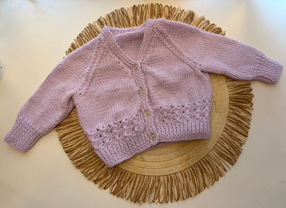 Baby Cardigan - Lilac-Size - Newborn -Ready for Embroidery